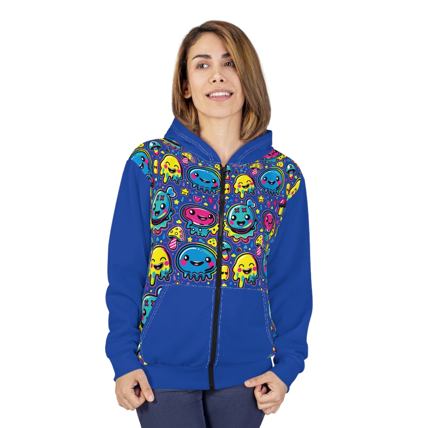Third Hour of Mischief Slushborn Oozelings on Unisex Zip Hoodie (AOP)