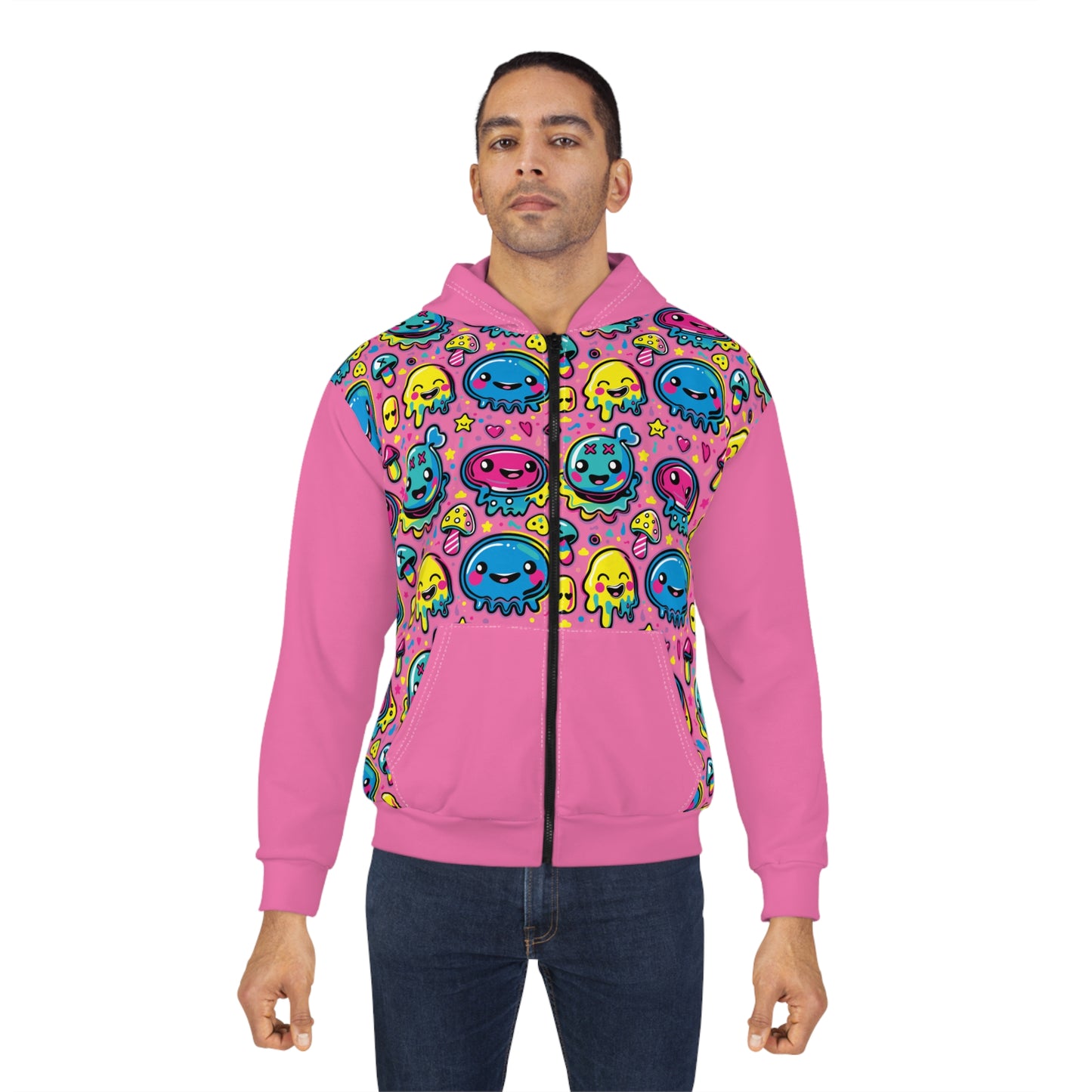 Sixth Hour of Mischief Milkcurdle Oozelings on Unisex Zip Hoodie (AOP)