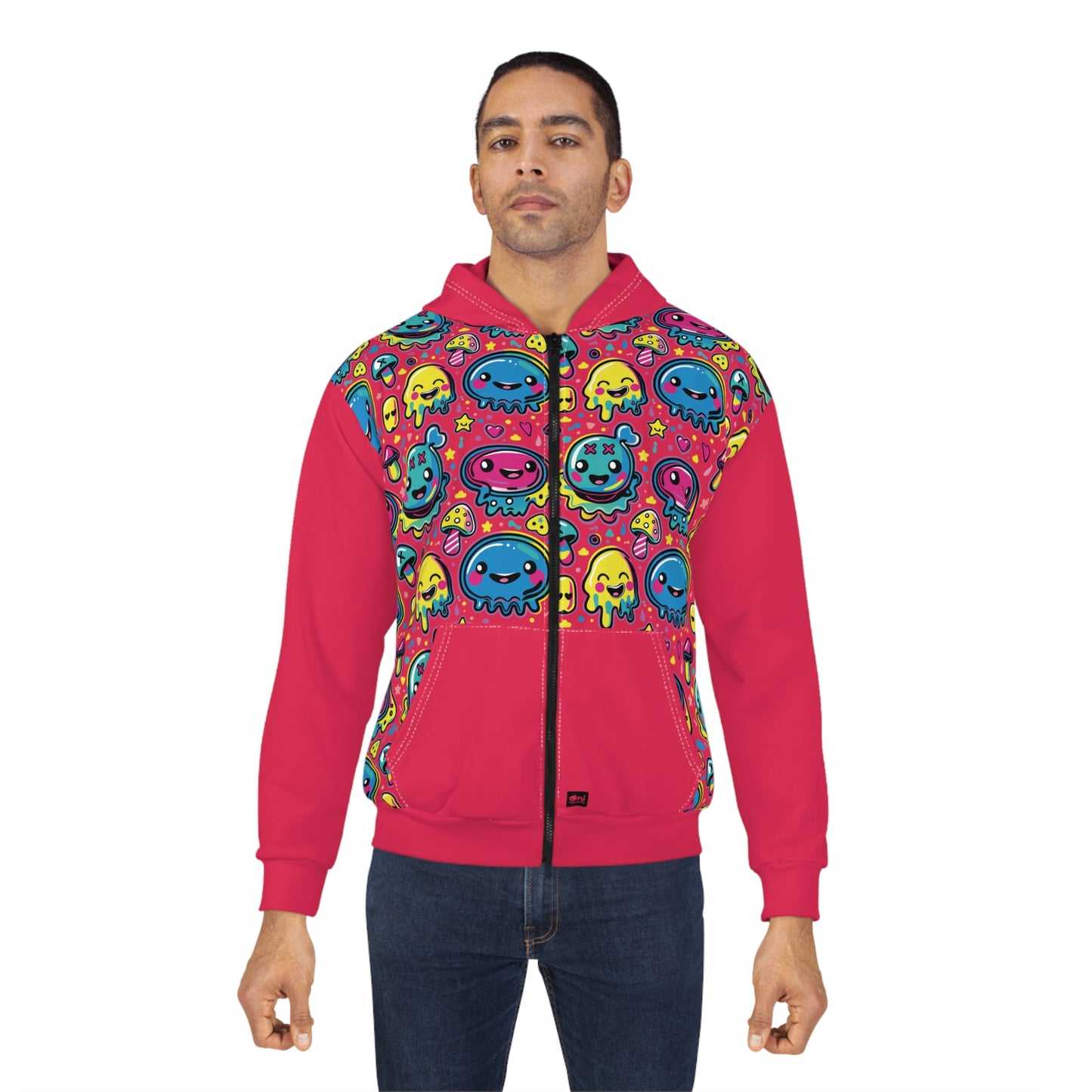Seventh Hour of Mischief Spiceburst Oozelings on Unisex Zip Hoodie (AOP)