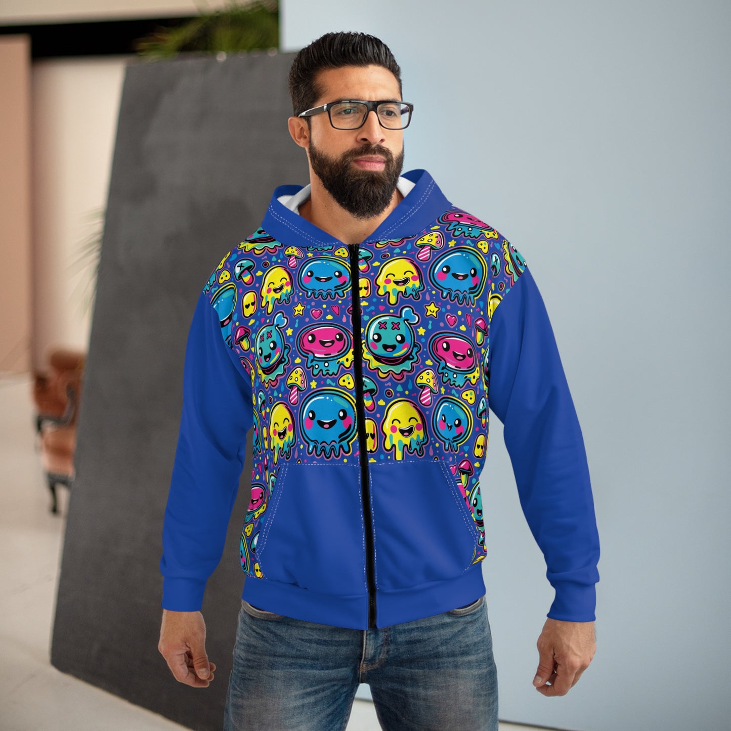 Third Hour of Mischief Slushborn Oozelings on Unisex Zip Hoodie (AOP)