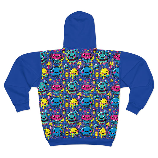Third Hour of Mischief Slushborn Oozelings on Unisex Zip Hoodie (AOP)