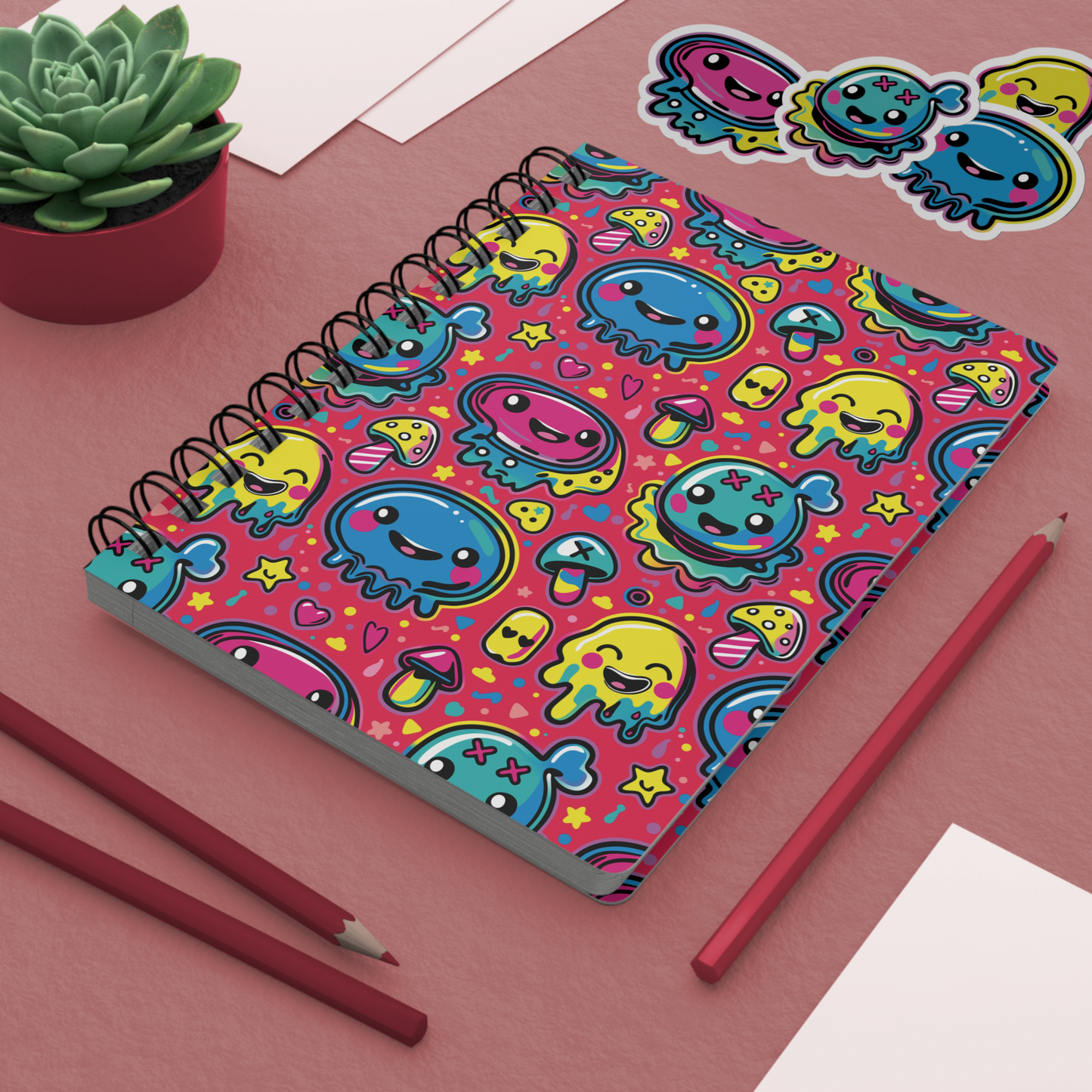 Seventh Hour of Mischief Oozeling Spiceburst Scrawls on Spiral Bound Journal