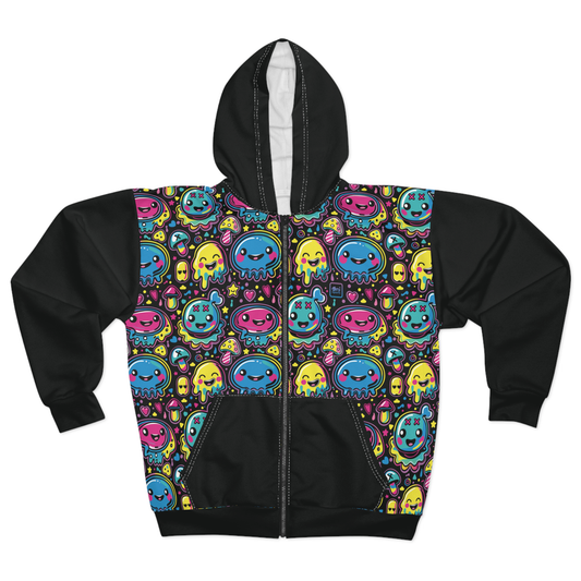First Hour of Mischief Inkspawn Oozelings on Unisex Zip Hoodie (AOP)