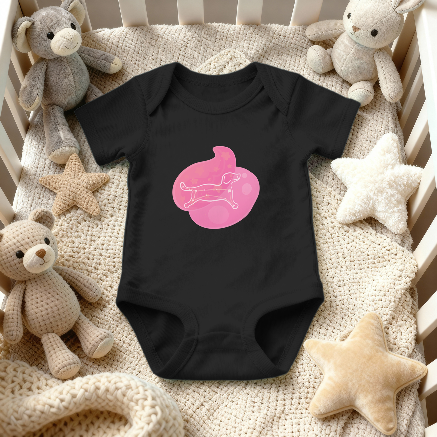 Rius the Loyal Puppy Astral Dusk Traces on Infant Baby Rib Bodysuit