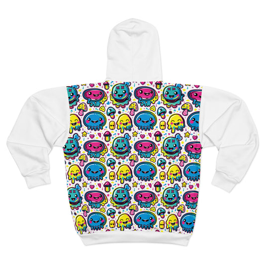 Tenth Hour of Mischief Sugarpuff Oozelings on Unisex Zip Hoodie (AOP)