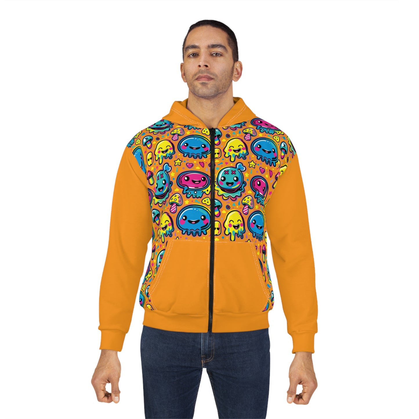 Eighth Hour of Mischief Stringpulled Oozelings on Unisex Zip Hoodie (AOP)