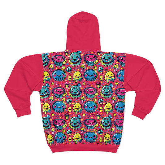 Seventh Hour of Mischief Spiceburst Oozelings on Unisex Zip Hoodie (AOP)