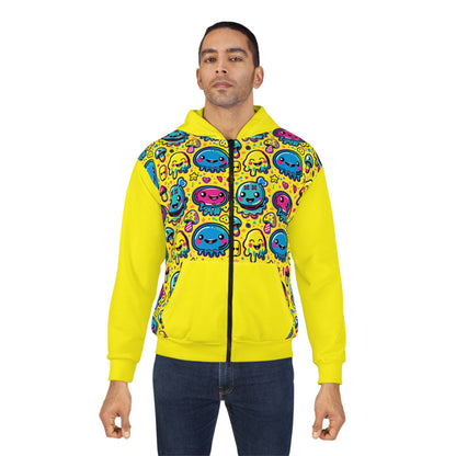 Ninth Hour of Mischief Sourcrack Oozelings on Unisex Zip Hoodie (AOP)
