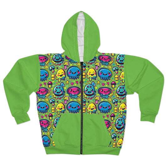 Fifth Hour of Mischief Fizzbrewed Oozelings on Unisex Zip Hoodie (AOP)