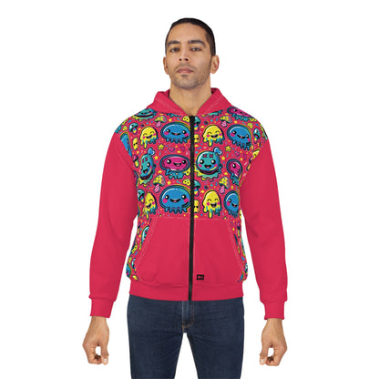 Seventh Hour of Mischief Spiceburst Oozelings on Unisex Zip Hoodie (AOP)