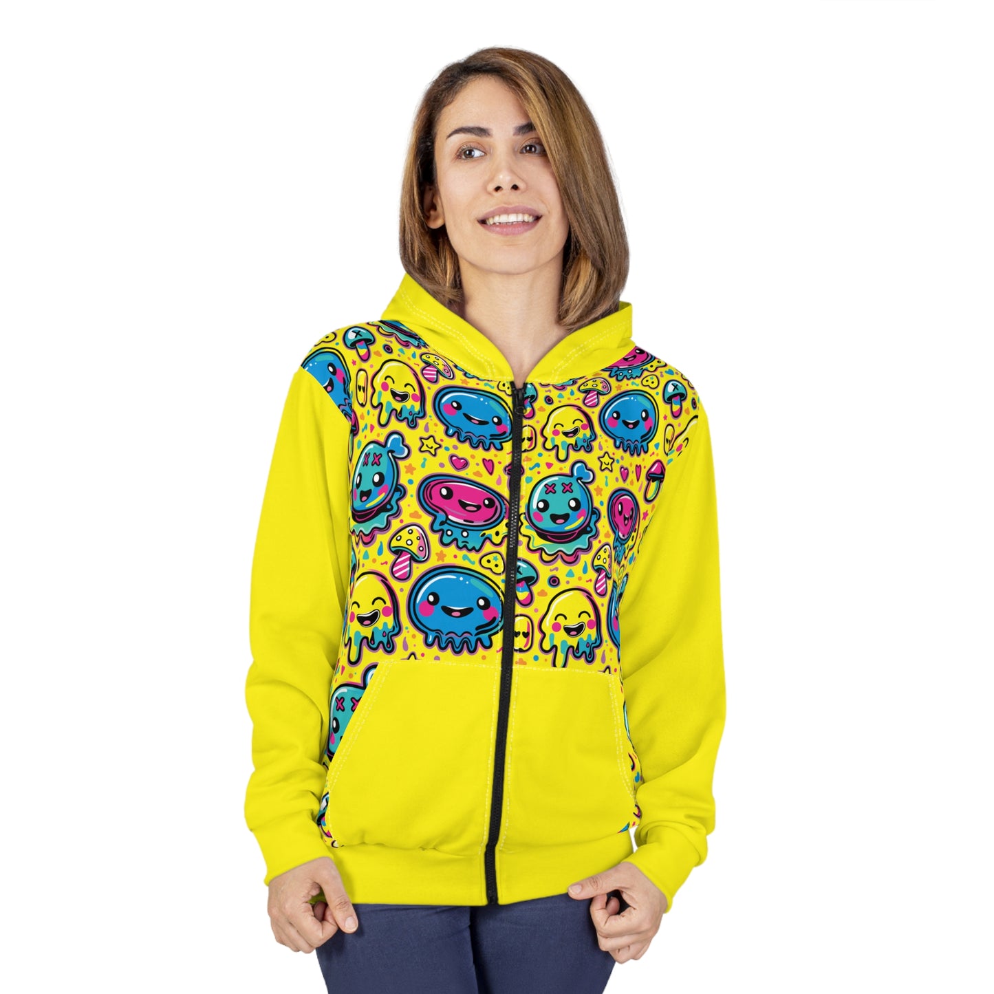 Ninth Hour of Mischief Sourcrack Oozelings on Unisex Zip Hoodie (AOP)