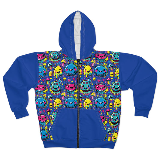 Third Hour of Mischief Slushborn Oozelings on Unisex Zip Hoodie (AOP)