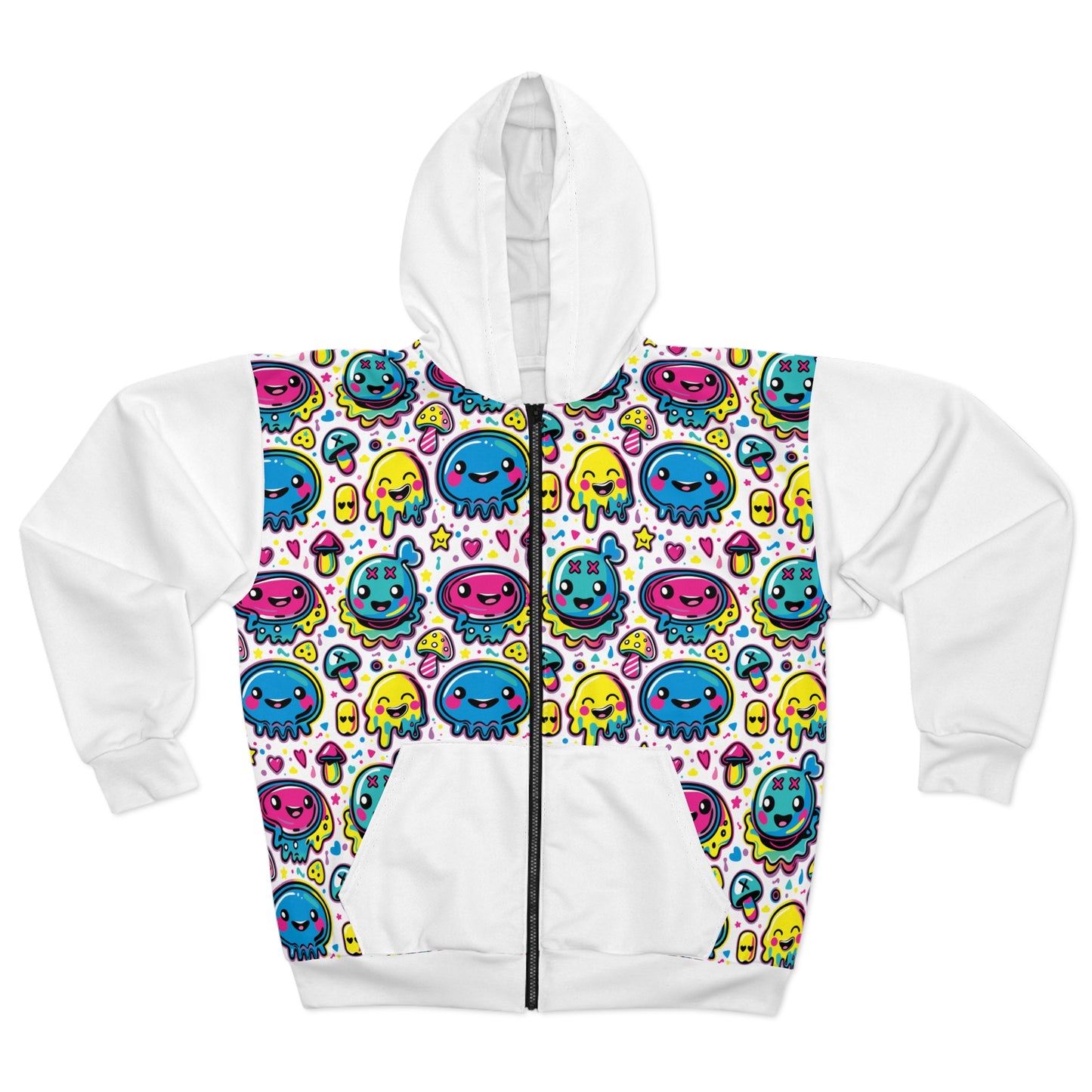 Tenth Hour of Mischief Sugarpuff Oozelings on Unisex Zip Hoodie (AOP)