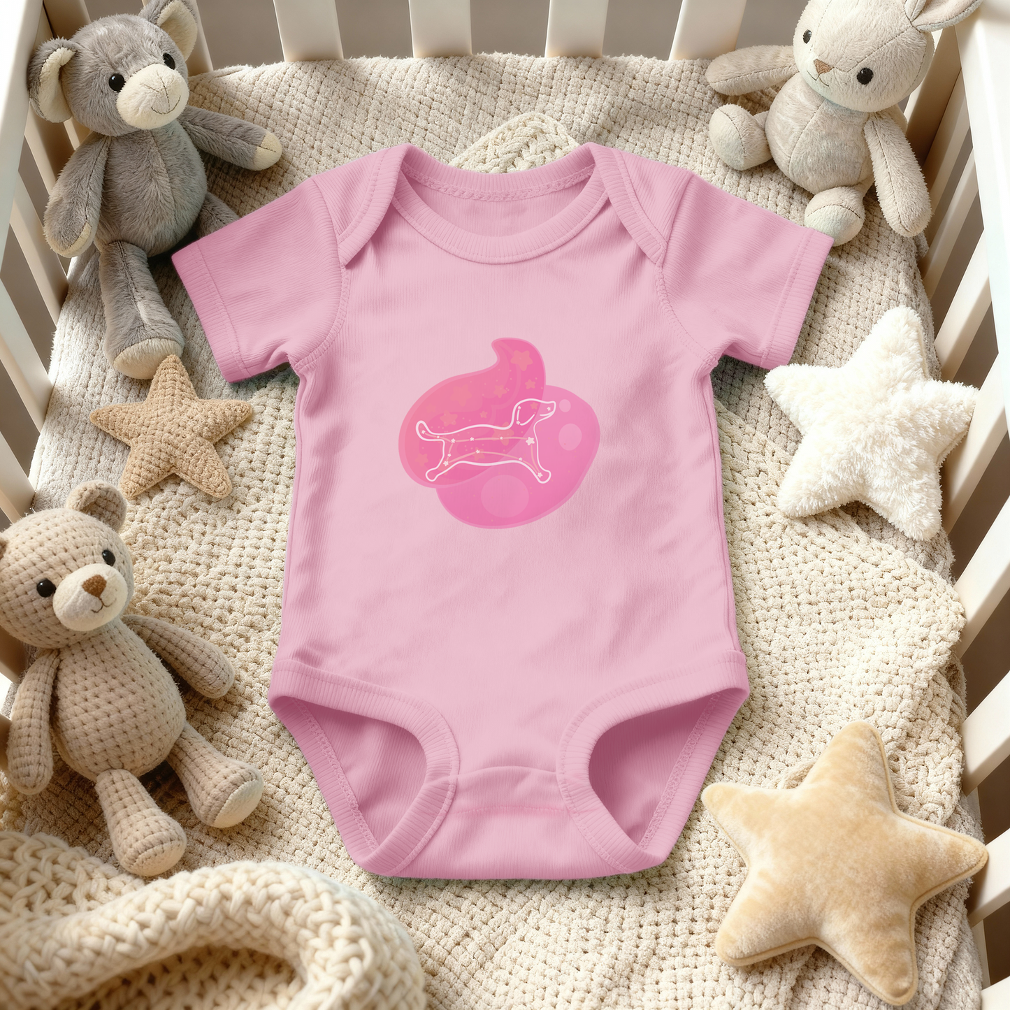Rius the Loyal Puppy Astral Dusk Traces on Infant Baby Rib Bodysuit