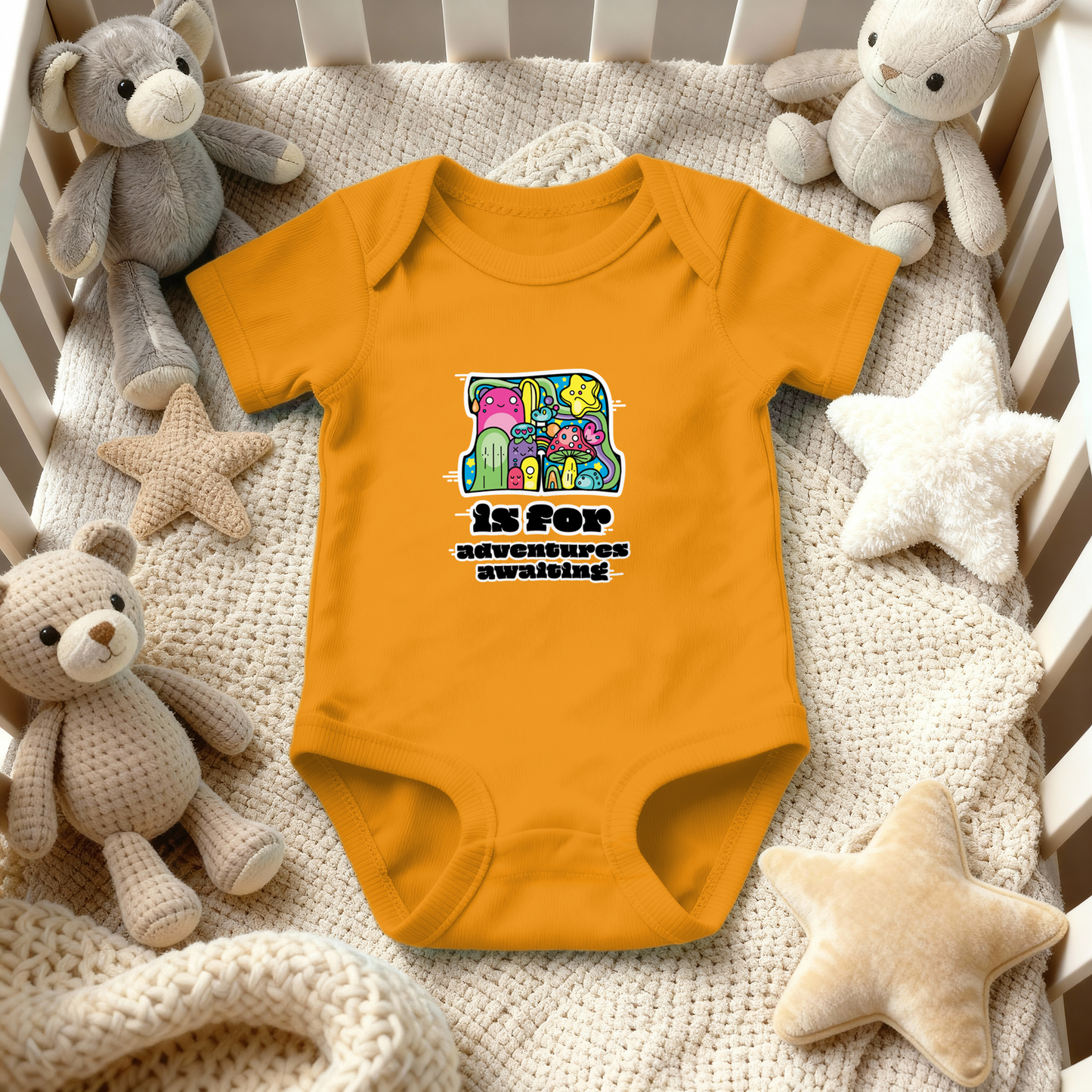 A is for Adventures Awaiting on Infant Baby Rib Bodysuit