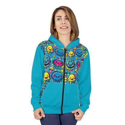 Fourth Hour of Mischief Joltsprung Oozelings on Unisex Zip Hoodie (AOP)