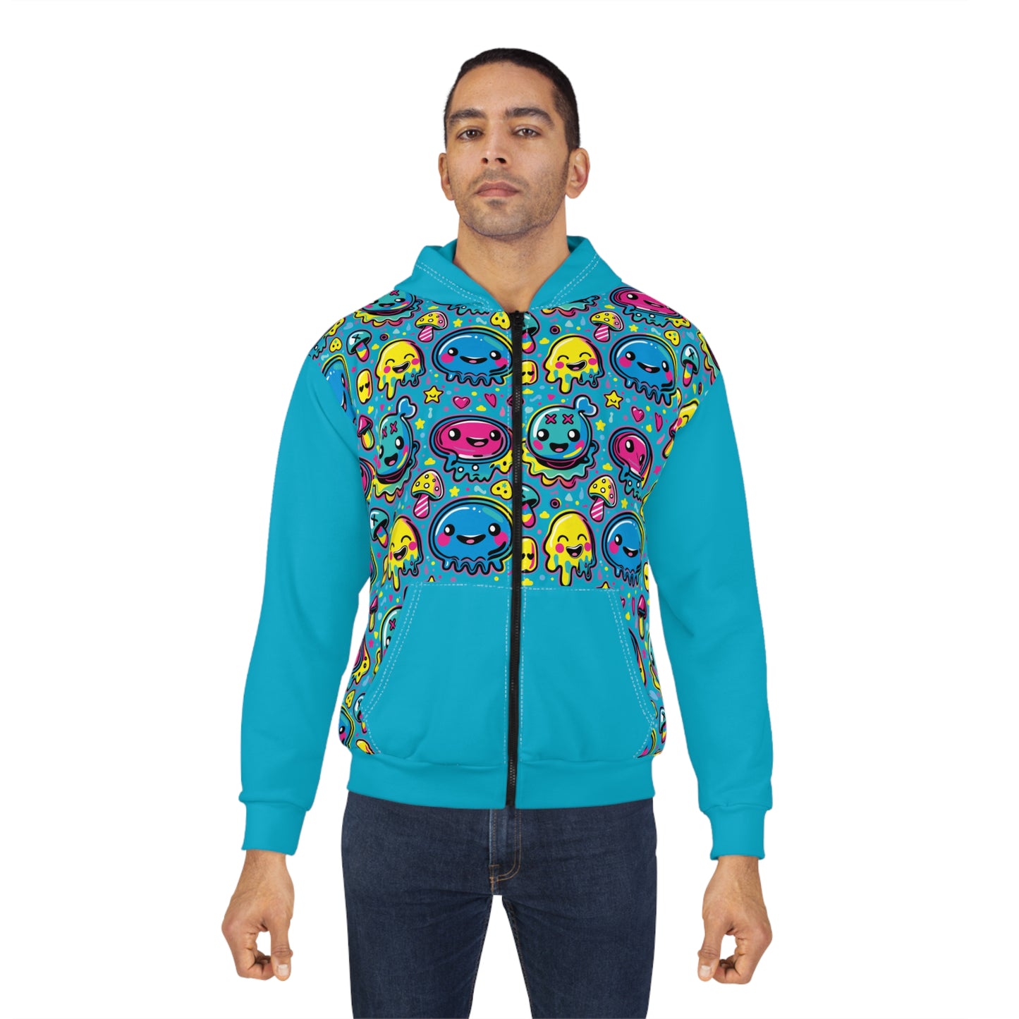 Fourth Hour of Mischief Joltsprung Oozelings on Unisex Zip Hoodie (AOP)