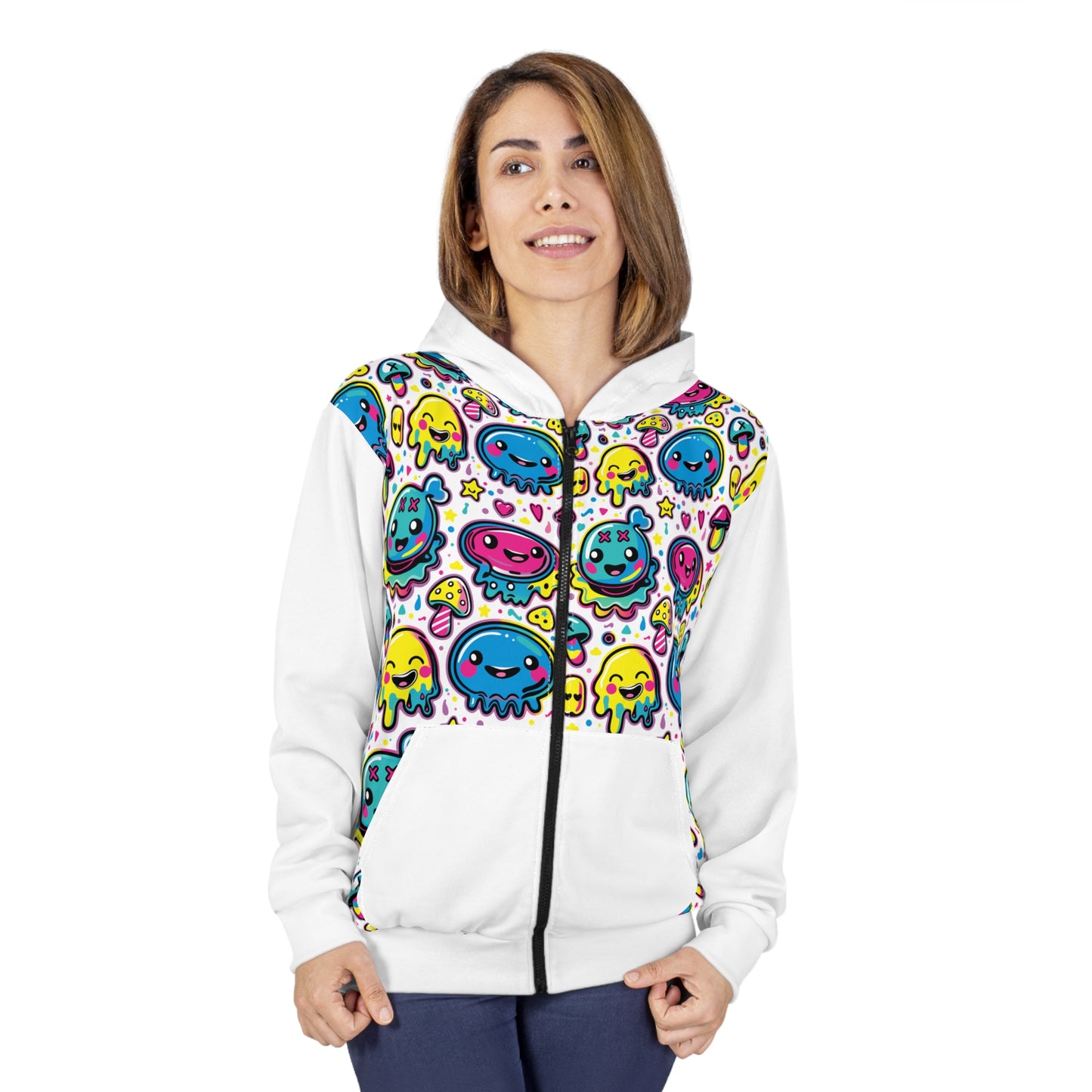 Tenth Hour of Mischief Sugarpuff Oozelings on Unisex Zip Hoodie (AOP)